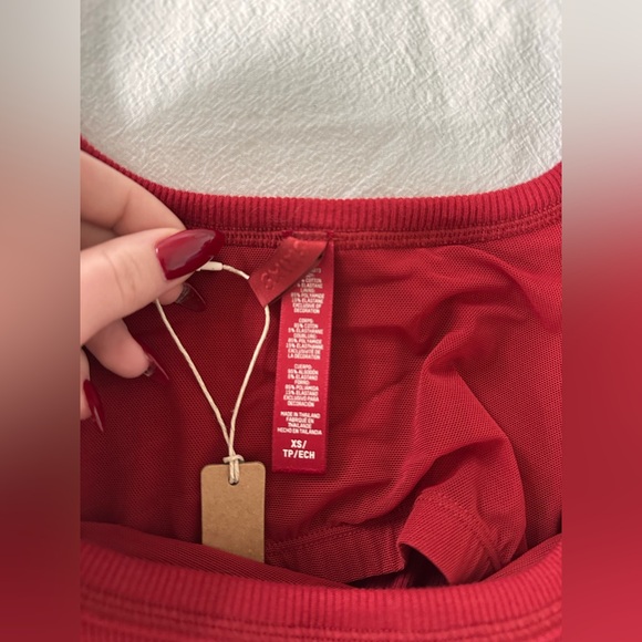 SKIMS RED COTTON RIB TANK CATSUIT - Picture 7 of 7